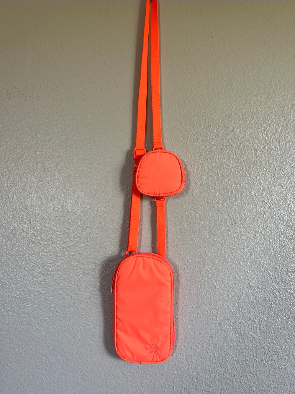 aerie Neon Orange Crossbody Phone Bag with Coin Pouch
